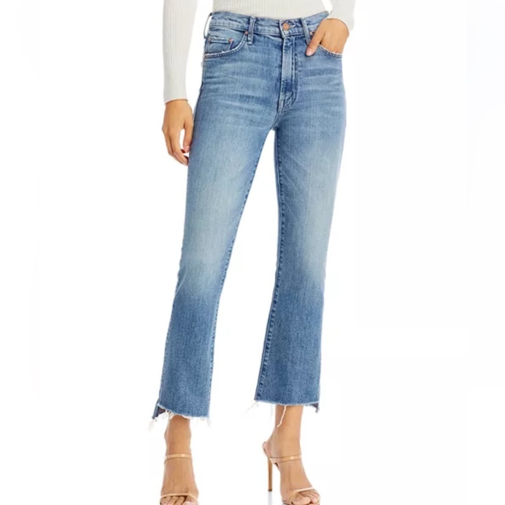 Mother The Insider High Rise Crop Step Fray Bootcut Jeans in Scenic Route - 28